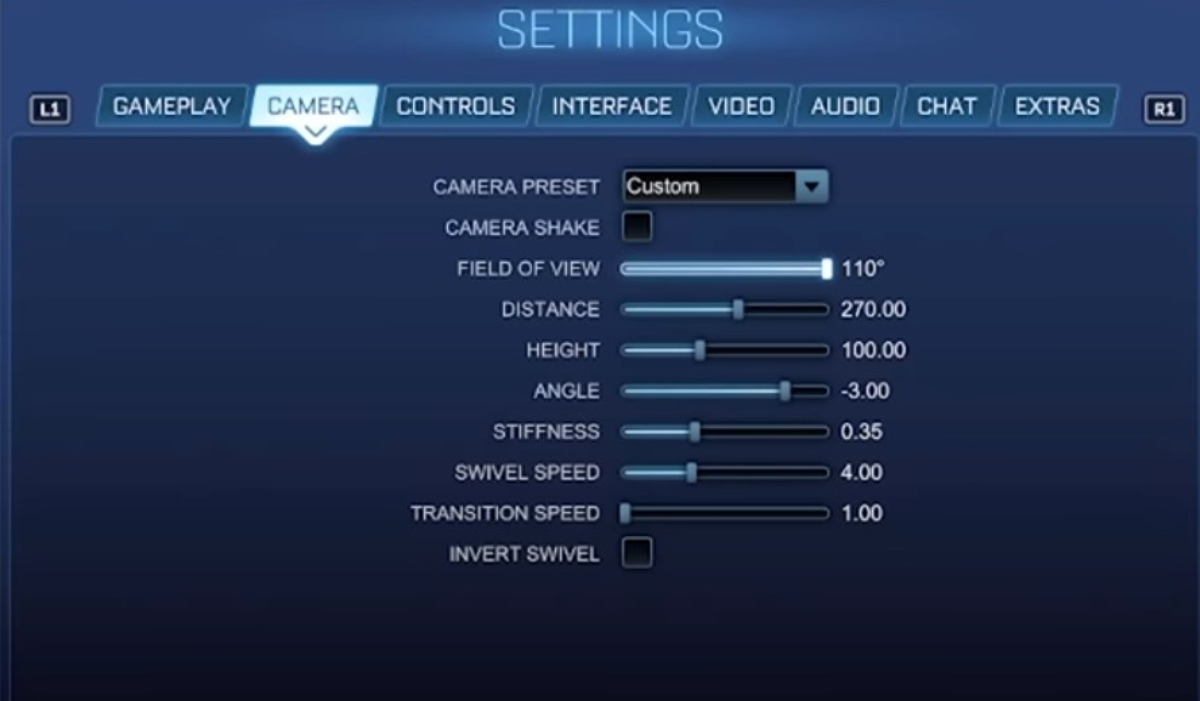 Camera and Sensitivity Settings