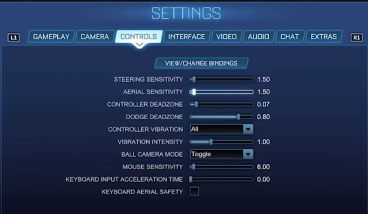 Camera and Sensitivity Settings